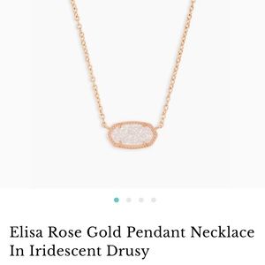 Kendra Scott Elisa Rose Gold Pendant Necklace In Iridescent Drusy